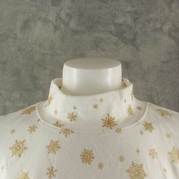 NWT KAREN SCOTT Christmas Glitter Snowflake Top XL(16-18) Cotton Pullover White - Picture 4 of 11